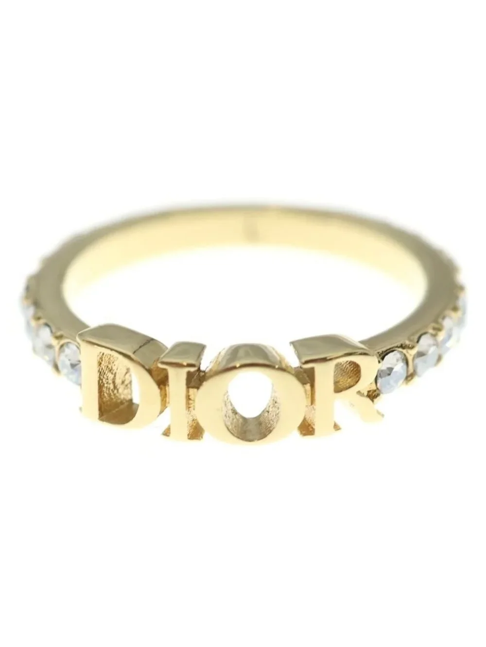 Dior Evolution Rhinestone Logo Ring L Gold